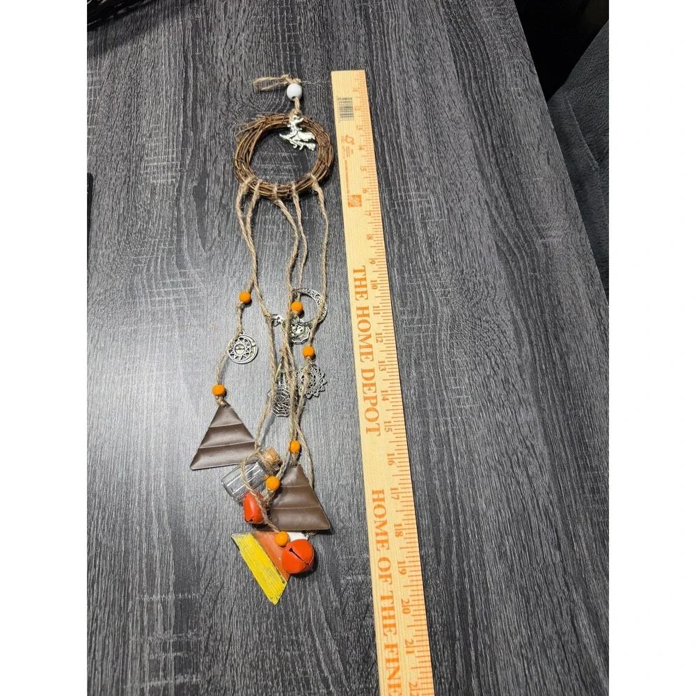 Witches Bells Door Hanger Halloween Wreath Candy Corn Charm Spiritual Protection
